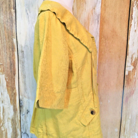 Coldwater Creek Jacket Mustard Yellow Linen sz 12 - Picture 3 of 4